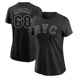 Adonis Medina New York Mets Women's Black 2024 City Connect Name & Number T-Shirt
