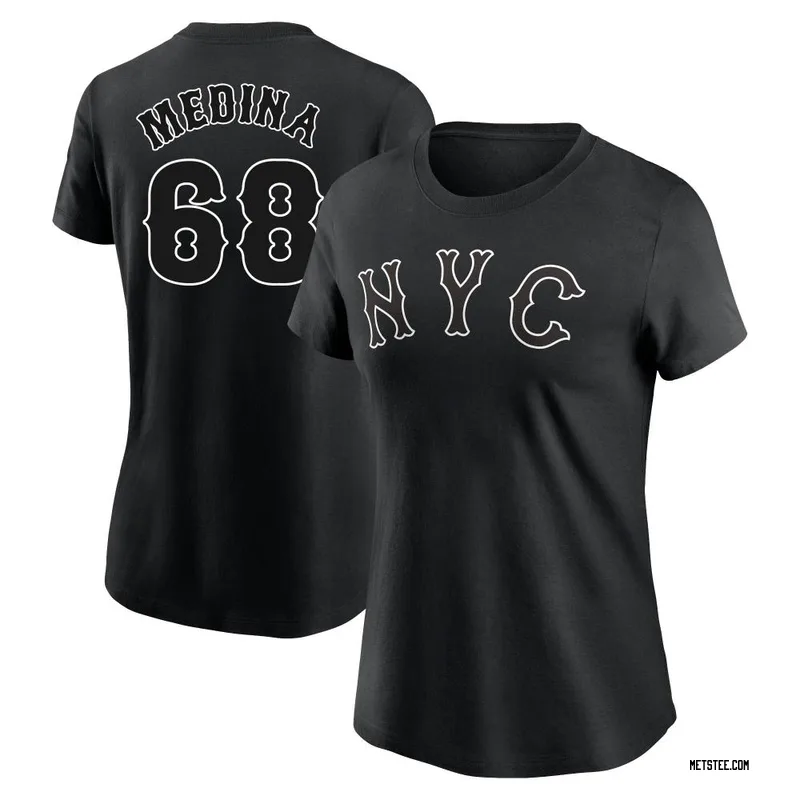 Adonis Medina New York Mets Women's Black 2024 City Connect Name & Number T-Shirt
