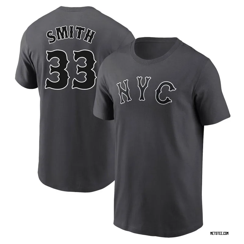 Drew Smith New York Mets Men's Graphite 2024 City Connect Fuse Name & Number T-Shirt