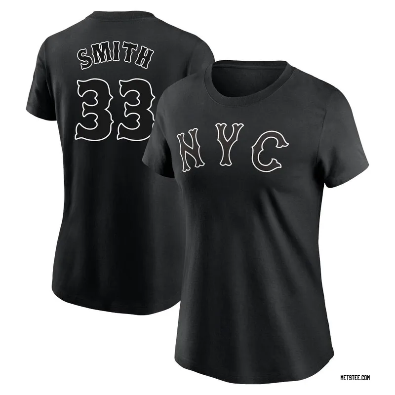 Drew Smith New York Mets Women's Black 2024 City Connect Name & Number T-Shirt