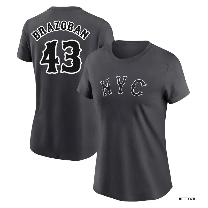 Huascar Brazoban New York Mets Women's Graphite 2024 City Connect Fuse Name & Number T-Shirt