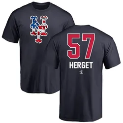 Kevin Herget New York Mets Men's Navy Name and Number Banner Wave T-Shirt -