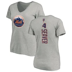 Tom Seaver New York Mets Women's Backer Slim Fit T-Shirt - Ash